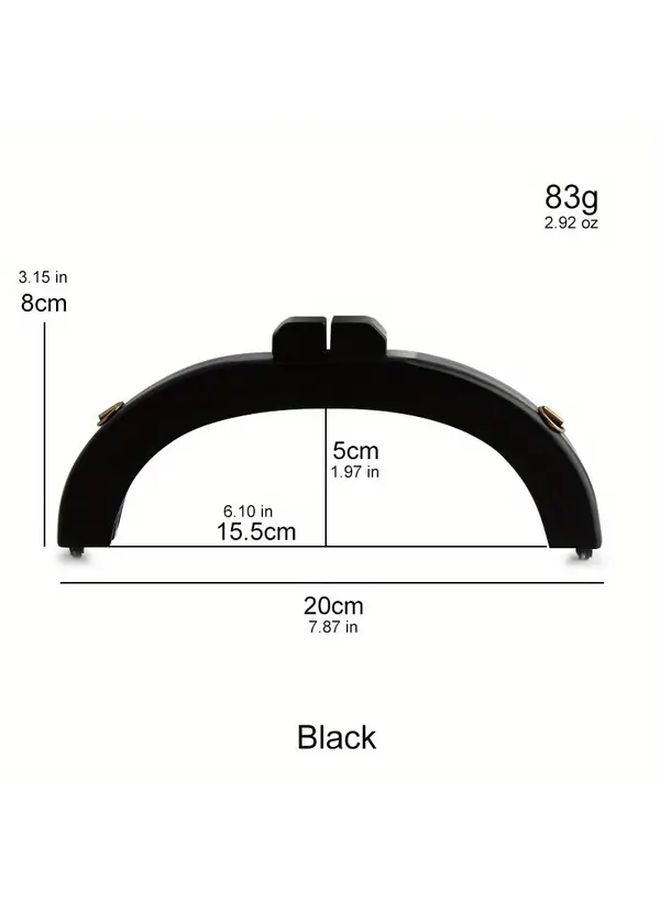 Black Vintage Wooden Wallet Frame Clasp DIY Handcrafted Embroidery Crossbody Bag Handle - Image 4